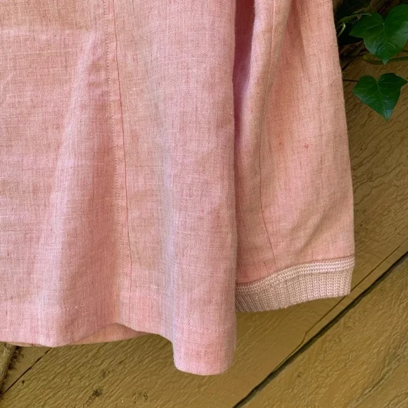St. John Sport Linen zip-up hooded light pink textured woven light Jacket Sz L - Picture 12 of 12